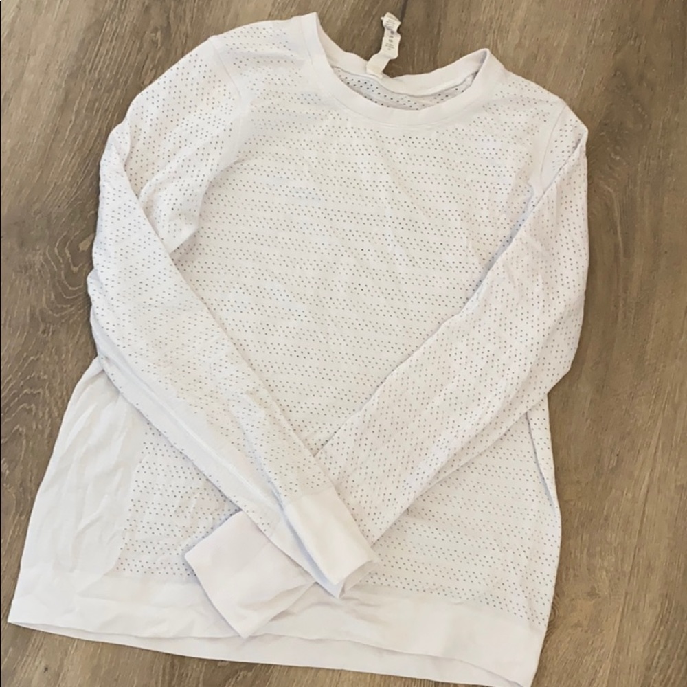 Lululemon White scoop neck long sleeve